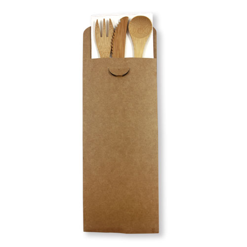 Kit couverts bambou biodégradable 4 en 1