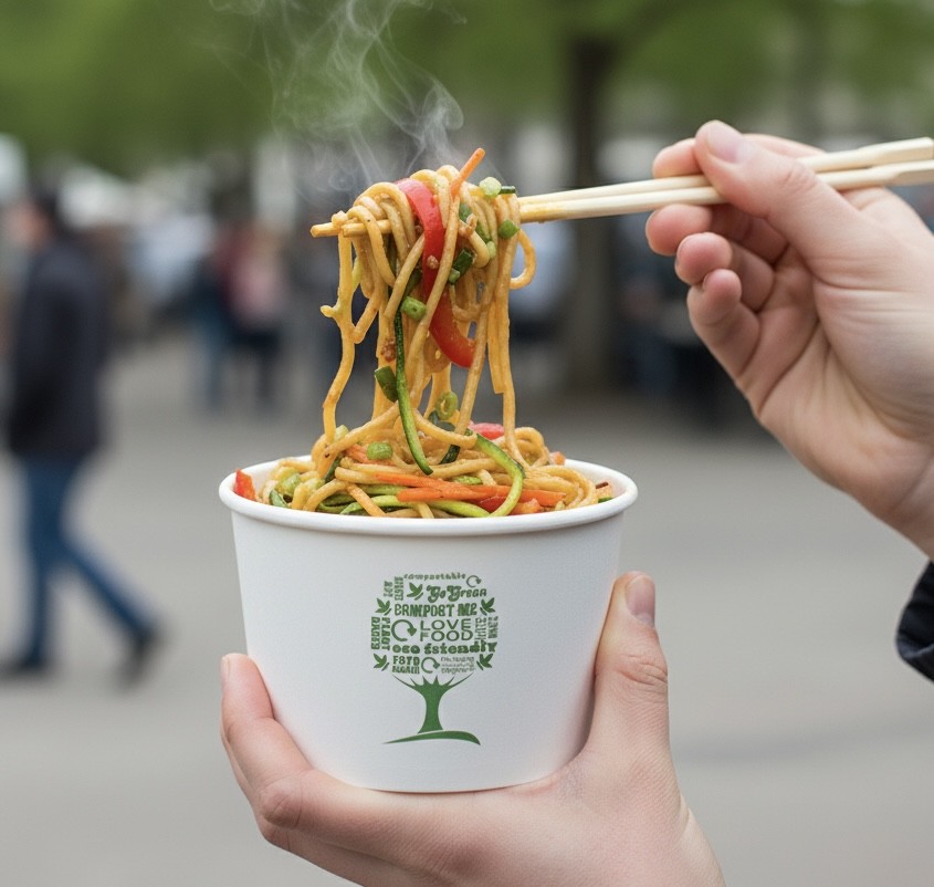 Pot alimentaire en carton biodégradable LSBIO pour repas, salade et plat à emporter