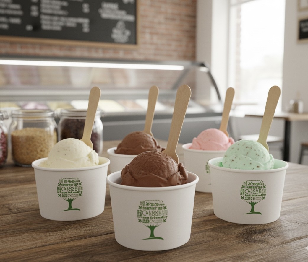 pot à glace en carton compostable 120ml 240ml lsbio