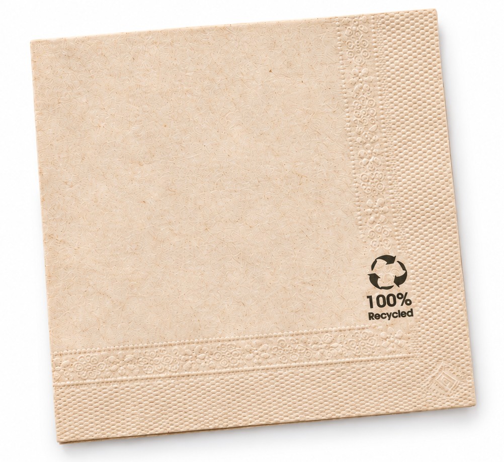 Serviette cocktail beige en papier recyclé