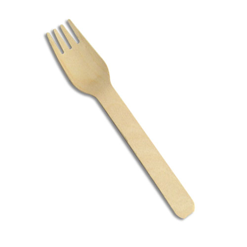 Fourchette en bois 15,7 cm biodégradable et compostable – vaisselle jetable écologique