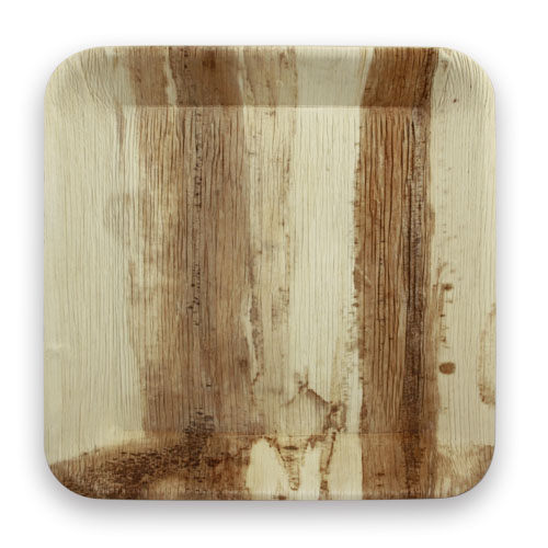 Assiette carrée en palmier 24 cm biodégradable et compostable – vaisselle jetable écologique LSBIO
