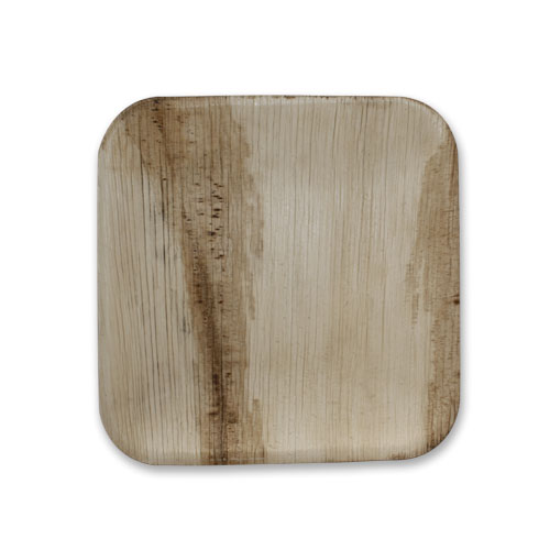 Assiette palmier carrée Élégance 18 cm en feuille de palmier naturelle, biodégradable et compostable