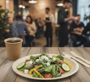 Assiette palmier 18 cm en utilisation – idéale pour événements et restauration écologique