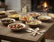 Bol palmier 12 cm sur buffet apéritif – bol écologique compostable