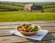 Bol en palmier 12 cm avec salade – vaisselle écologique biodégradable