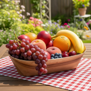 Corbeille en palmier avec fruits – vaisselle naturelle pour apéritifs et présentations