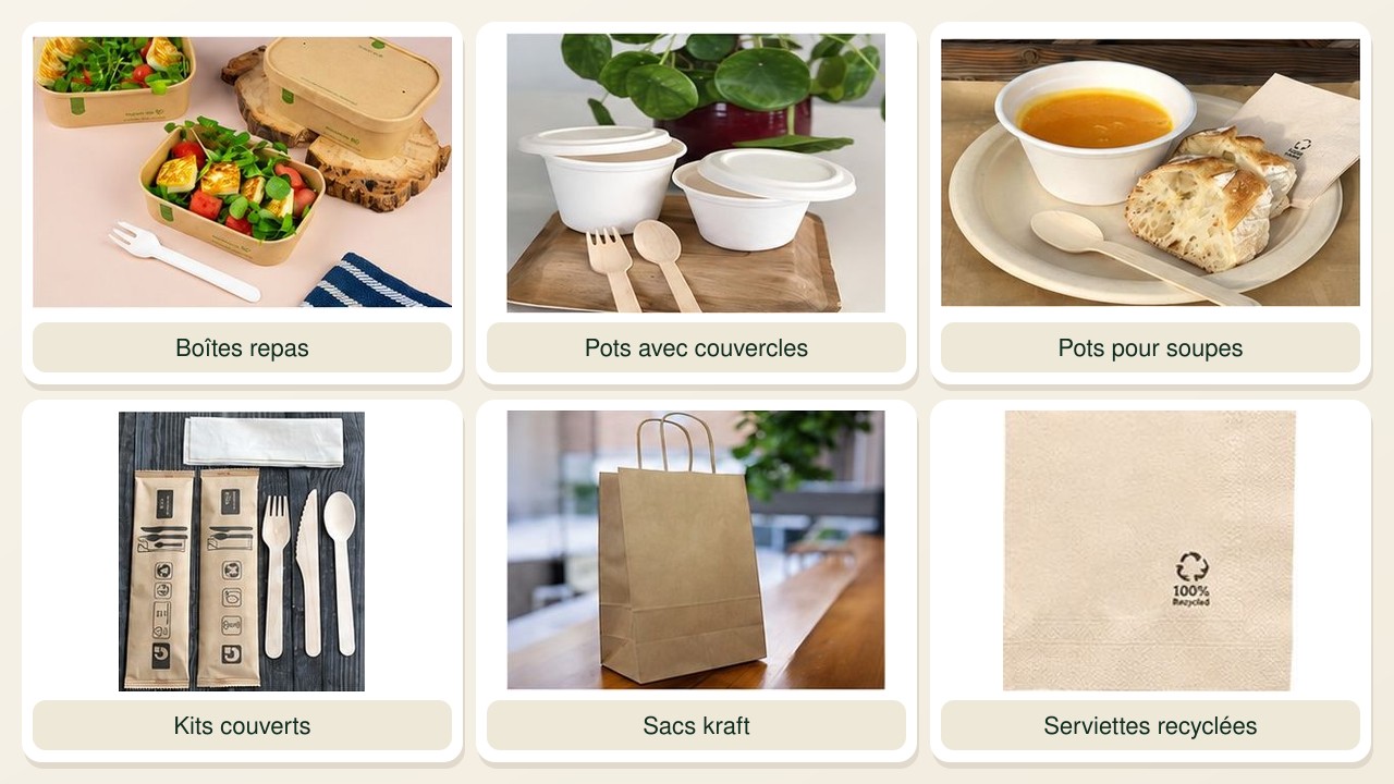 Vaisselle jetable écologique pour traiteurs, buffets et vente à emporter